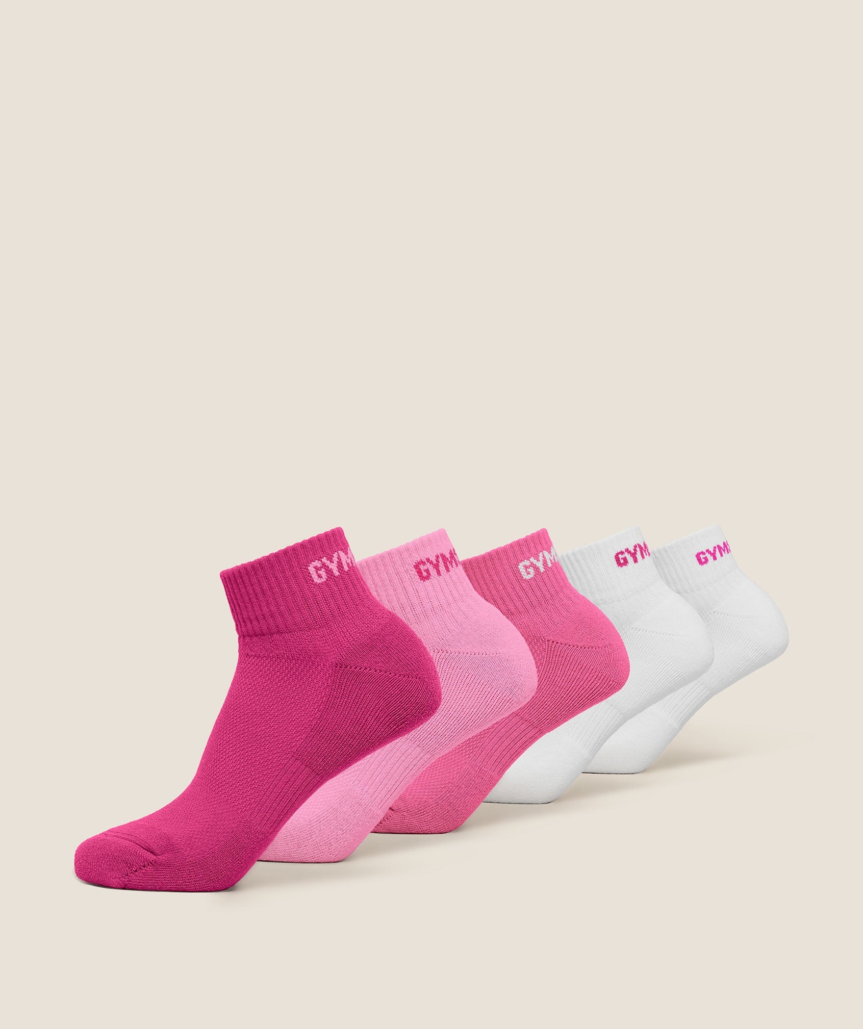 Quarter Socks 5pk - Electric Pink/Super-Set Pink/Focus Pink/White — imagem 1