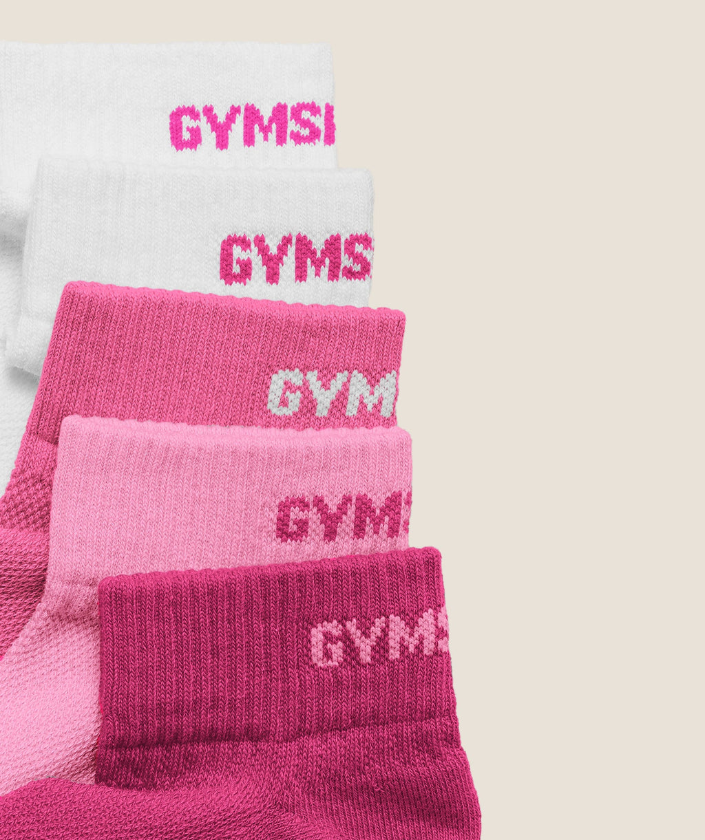 Quarter Socks 5pk - Electric Pink/Super-Set Pink/Focus Pink/White — imagem 2