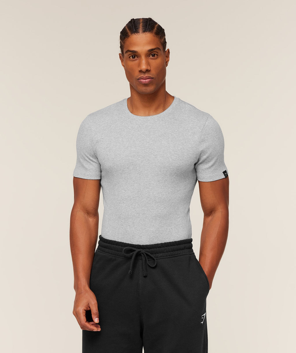 Ribbed T-Shirt - Light Grey Core Marl — imagem 1