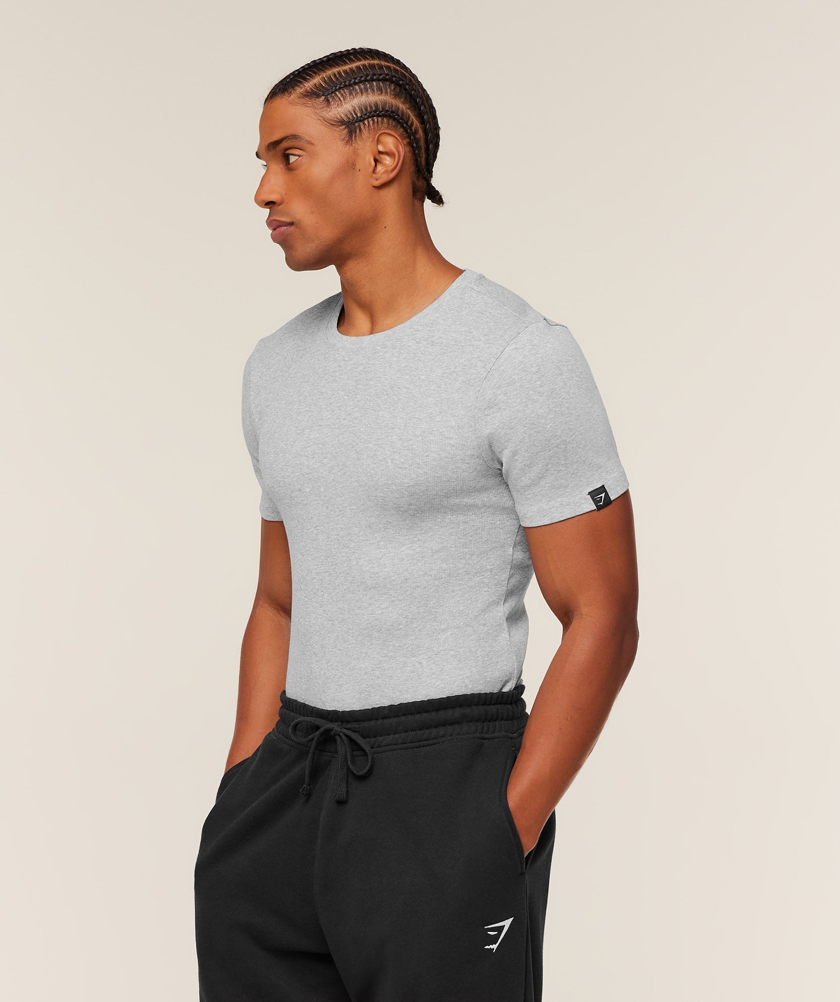 Ribbed T-Shirt - Light Grey Core Marl — imagem 3