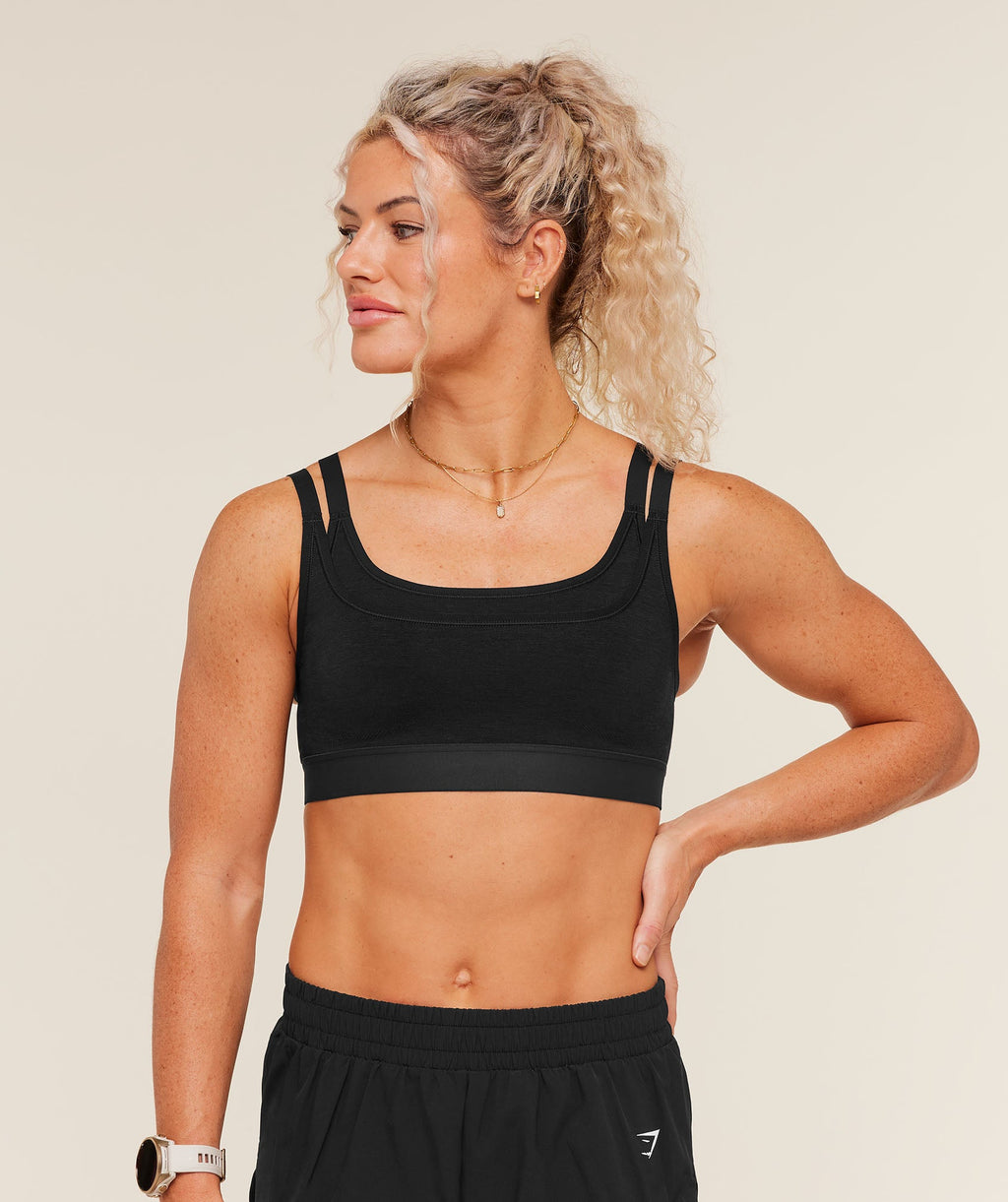 Interval Seamless Medium Support Sports Bra - Black — imagem 1