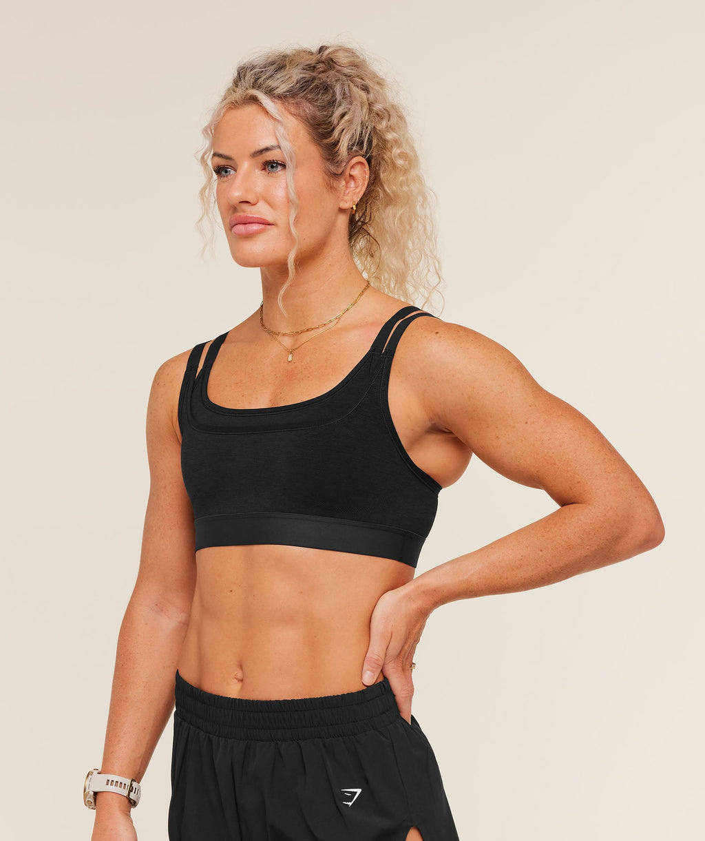 Interval Seamless Medium Support Sports Bra - Black — imagem 4