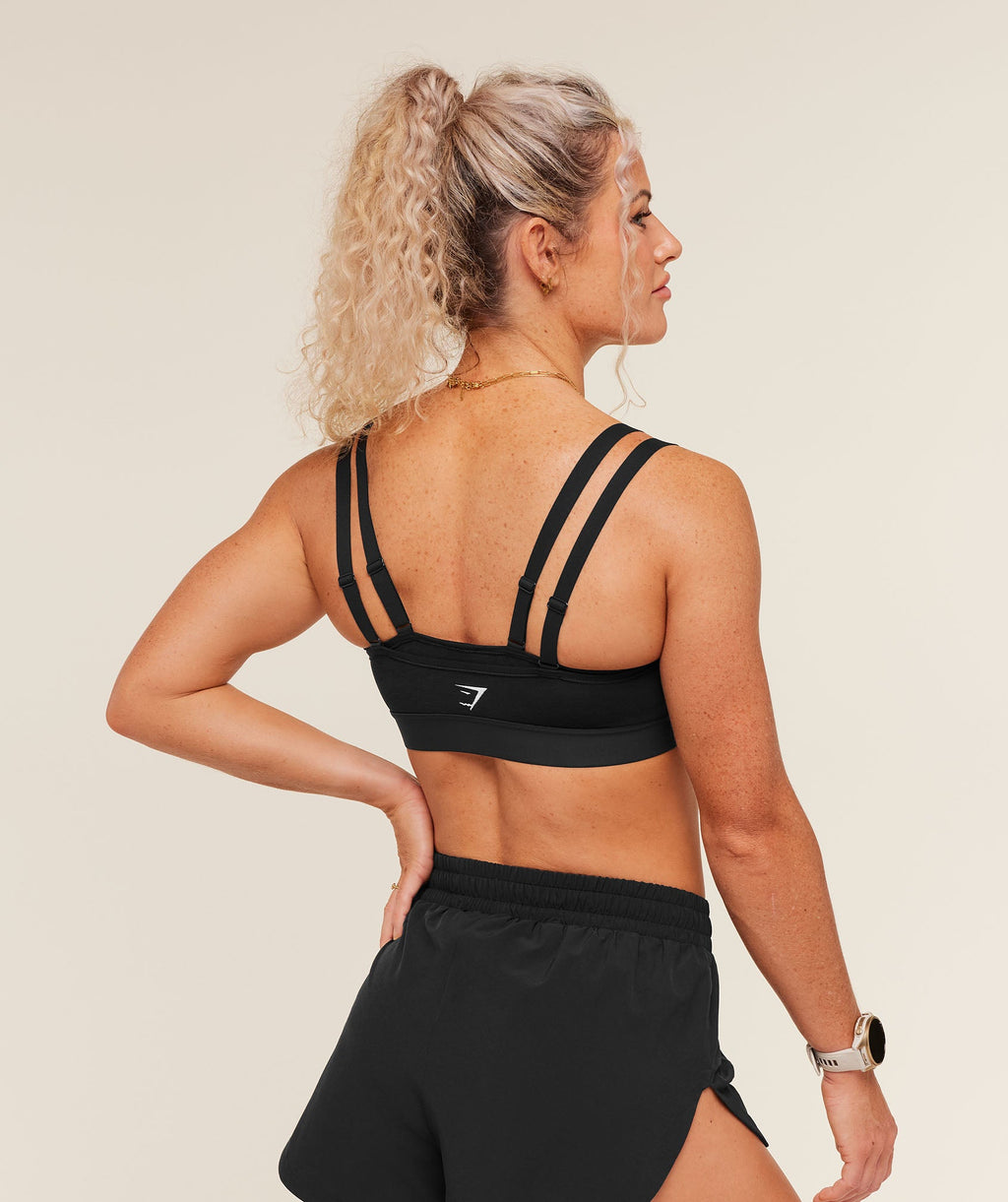 Interval Seamless Medium Support Sports Bra - Black — imagem 3