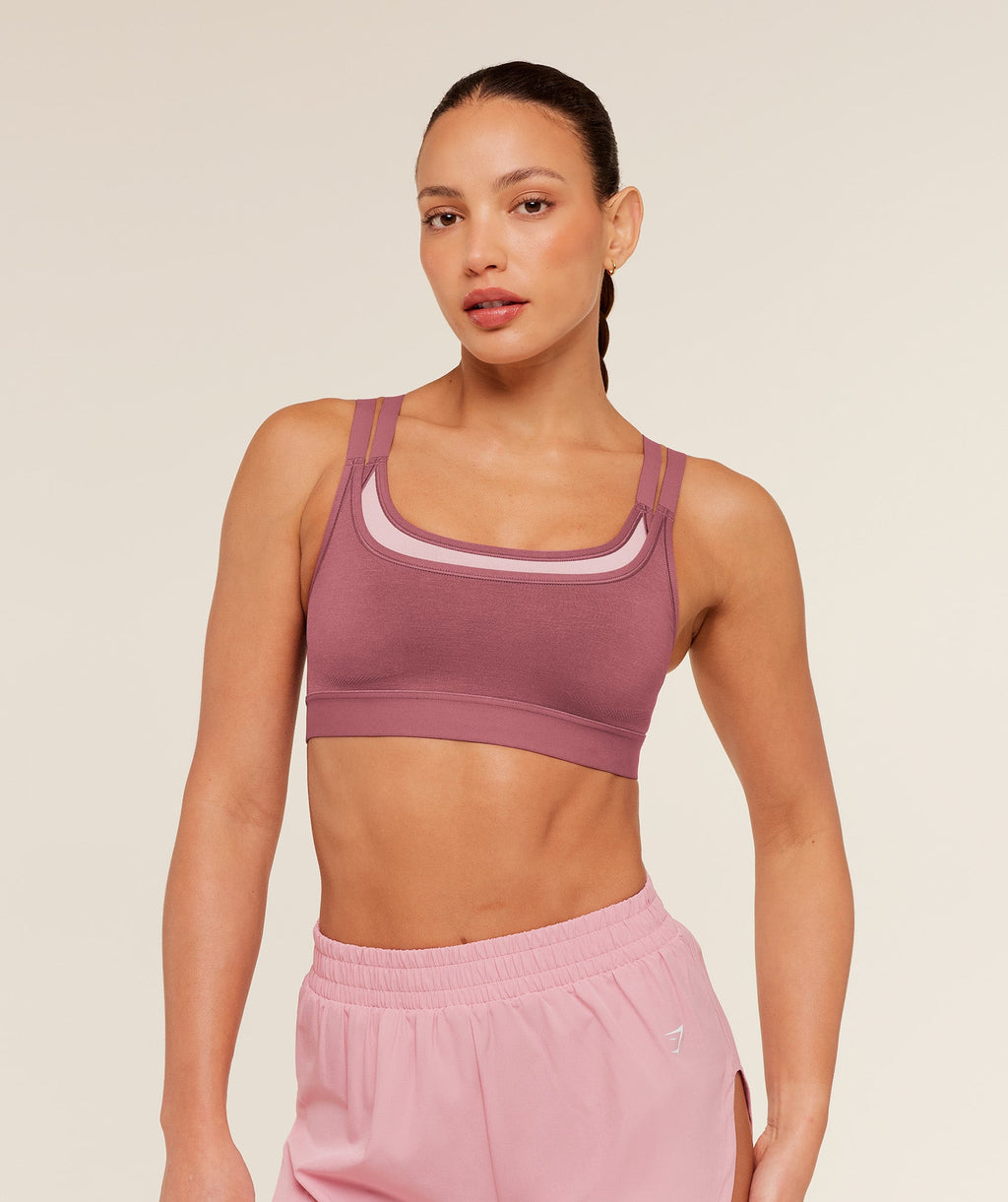 Interval Seamless Medium Support Sports Bra - Reset Pink/Light Pink — imagem 1
