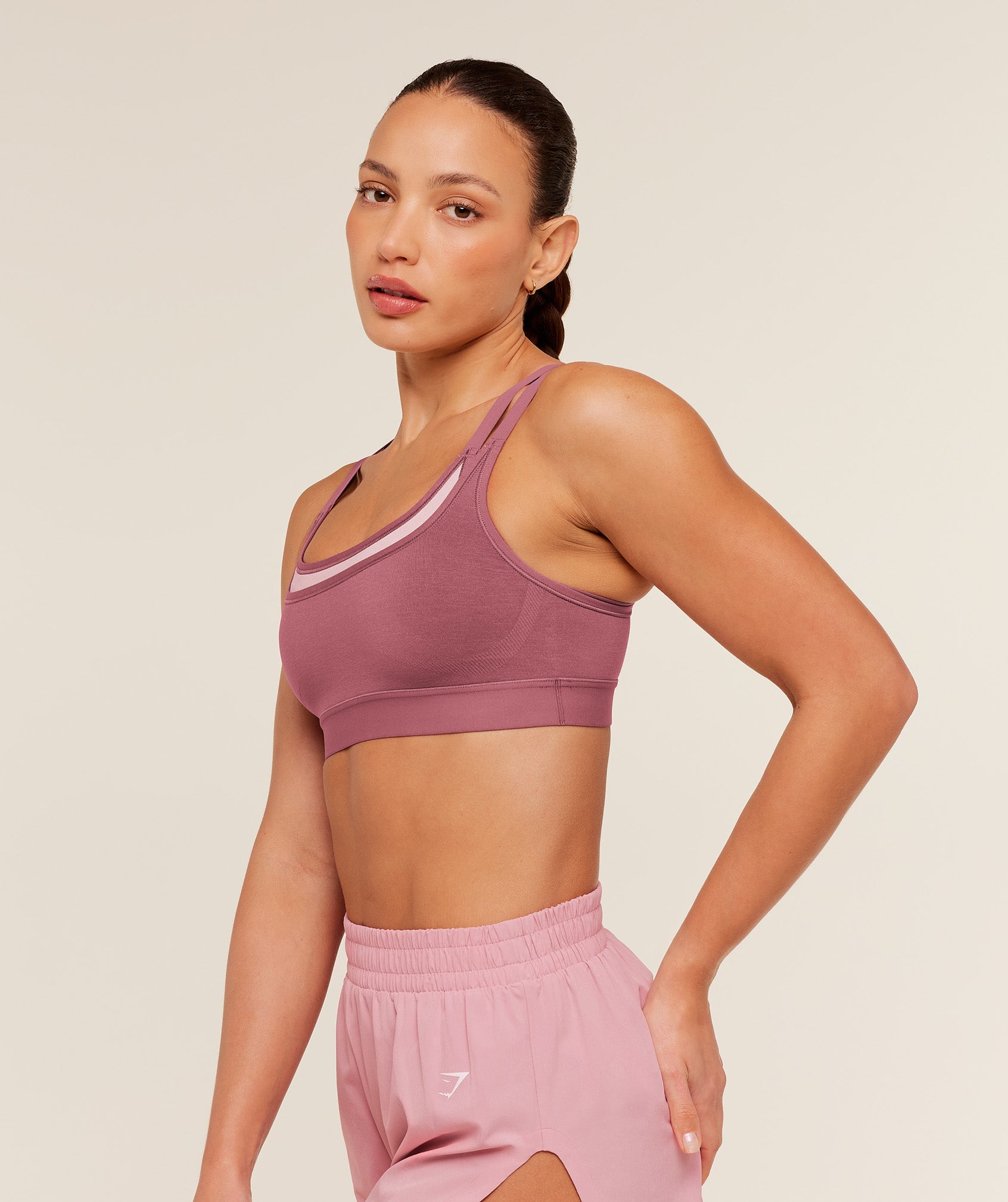 Interval Seamless Medium Support Sports Bra - Reset Pink/Light Pink — imagem 4