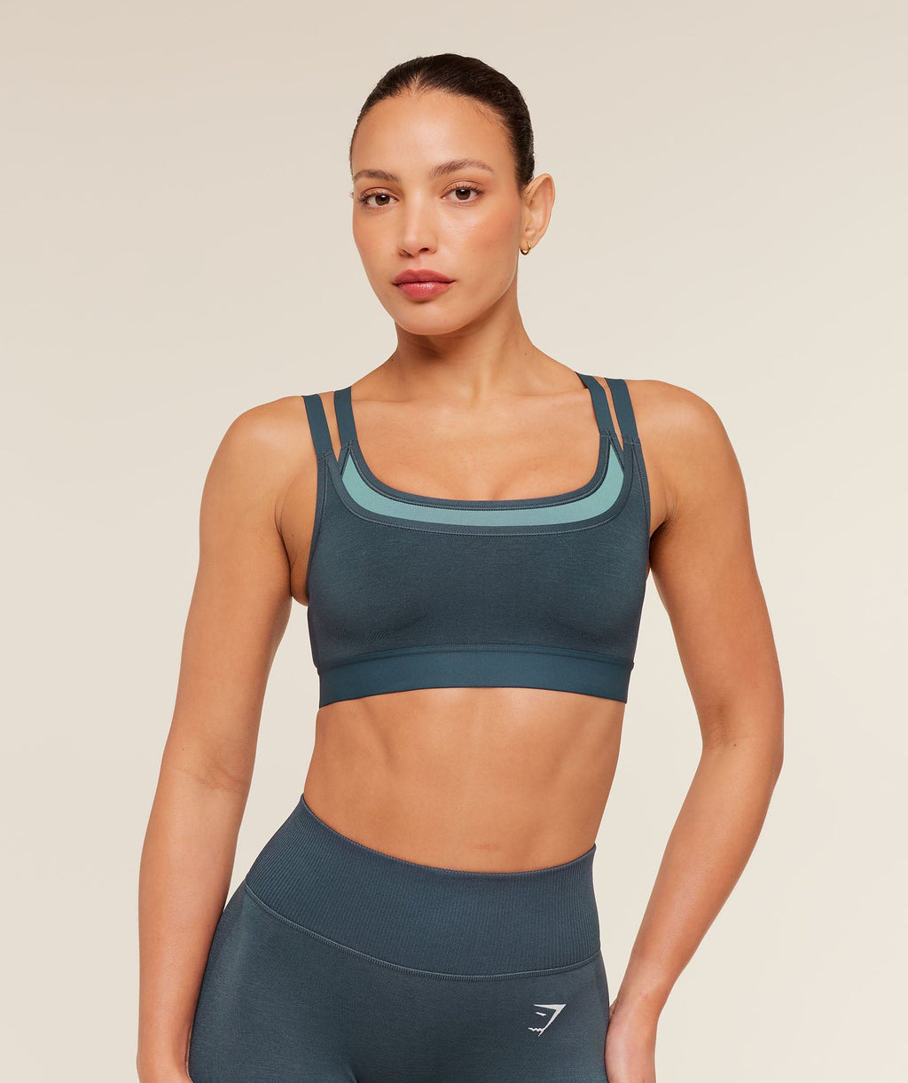 Interval Seamless Medium Support Sports Bra - Stealth Blue/Storm Blue — imagem 1