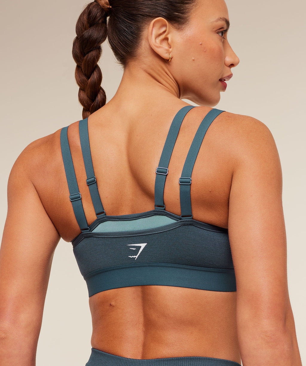 Interval Seamless Medium Support Sports Bra - Stealth Blue/Storm Blue — imagem 8