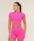 Interval Seamless Short Sleeve Crop Top - Electric Pink/Super-Set Pink — imagem 1