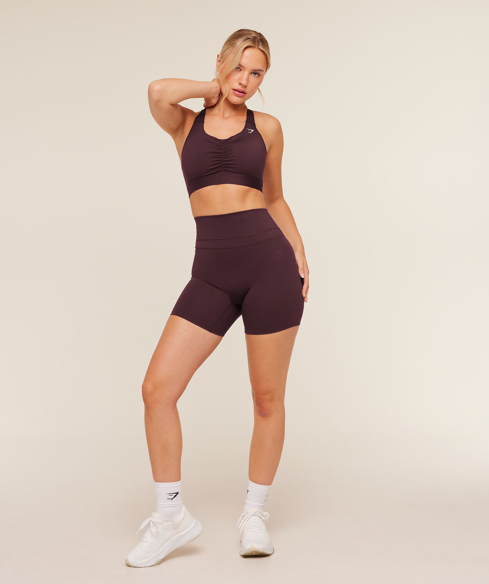 High Support Ruched Sports Bra - Cherry Purple — imagem 6