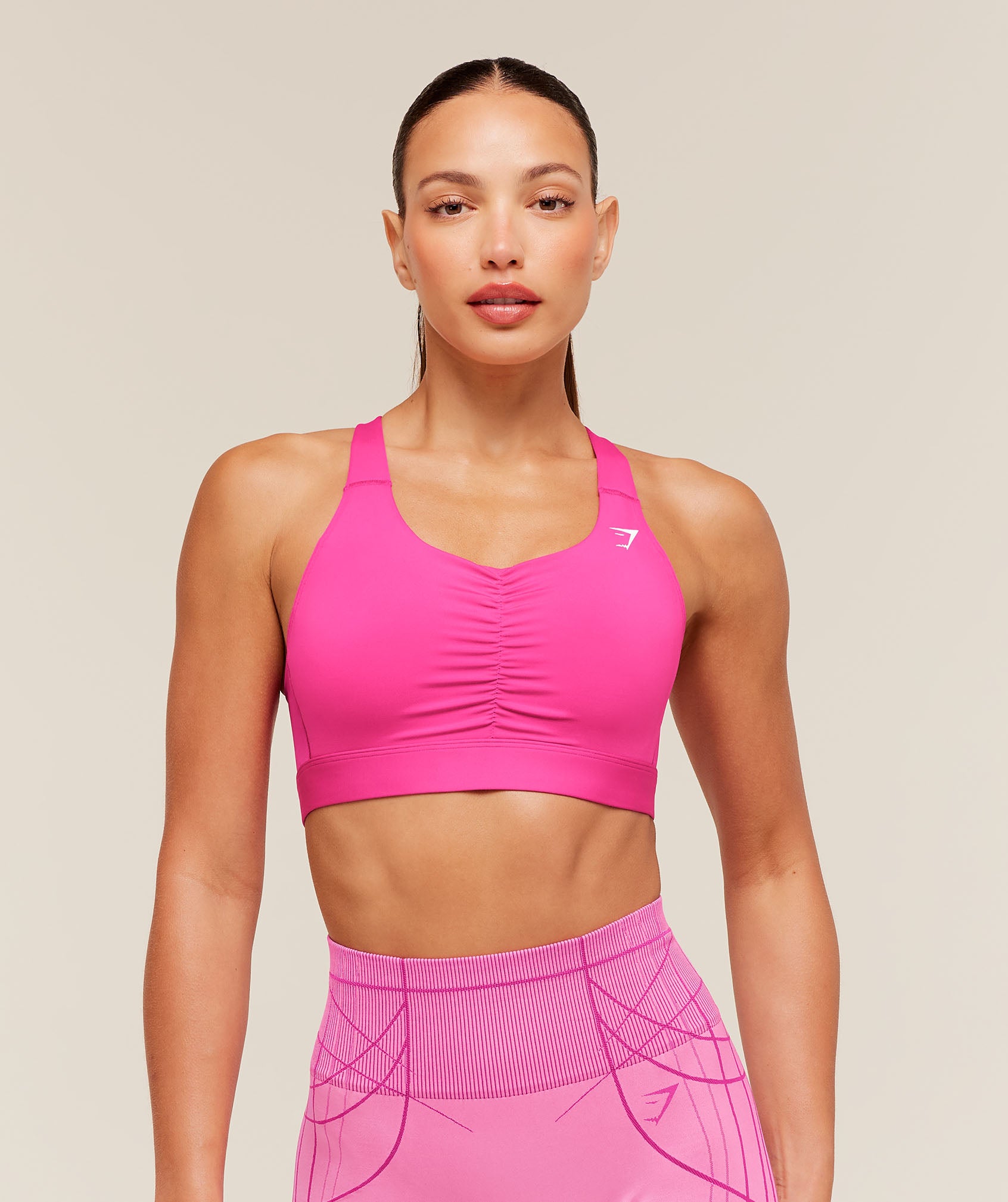 High Support Ruched Sports Bra - Super-Set Pink — imagem 1