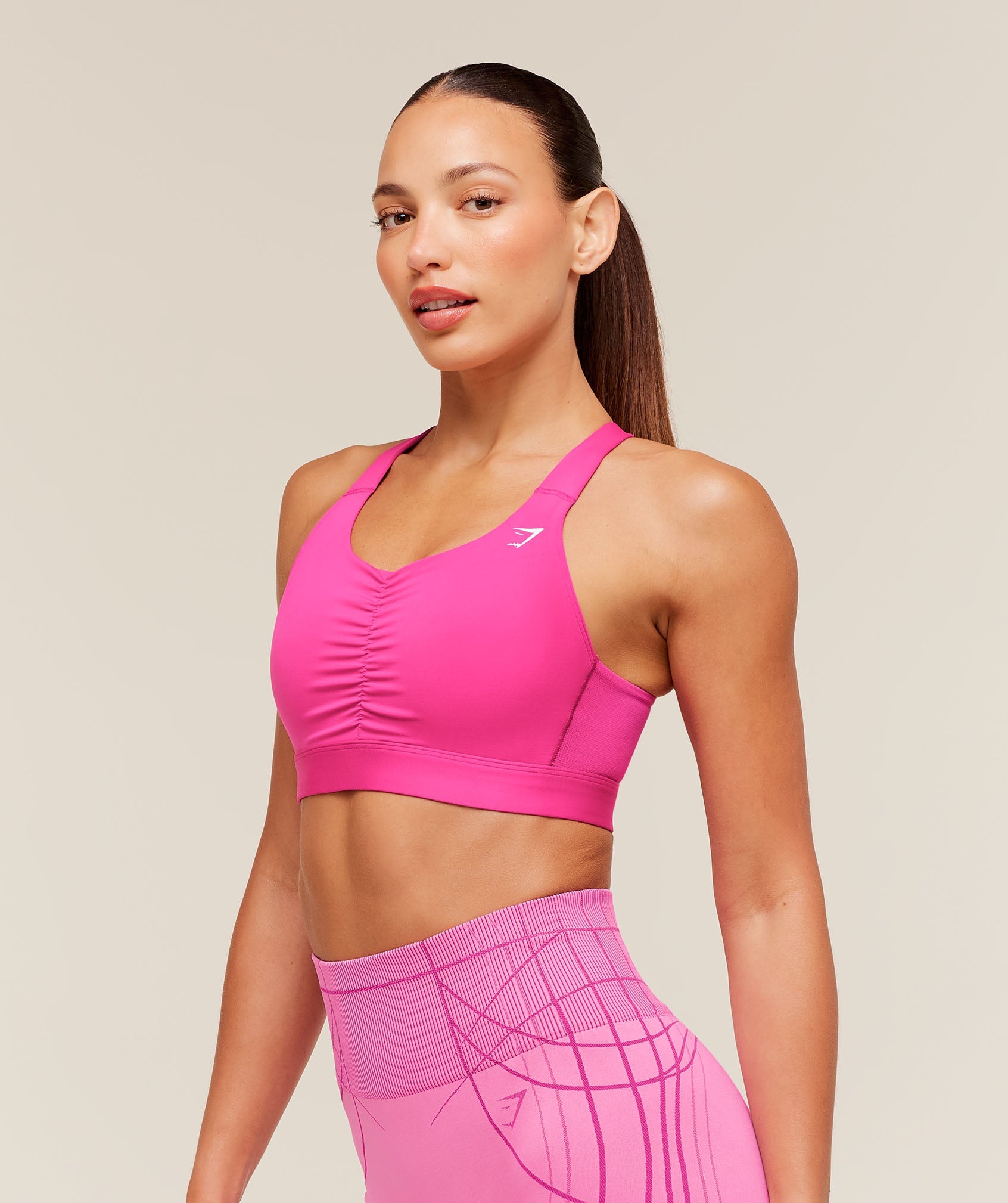 High Support Ruched Sports Bra - Super-Set Pink — imagem 3