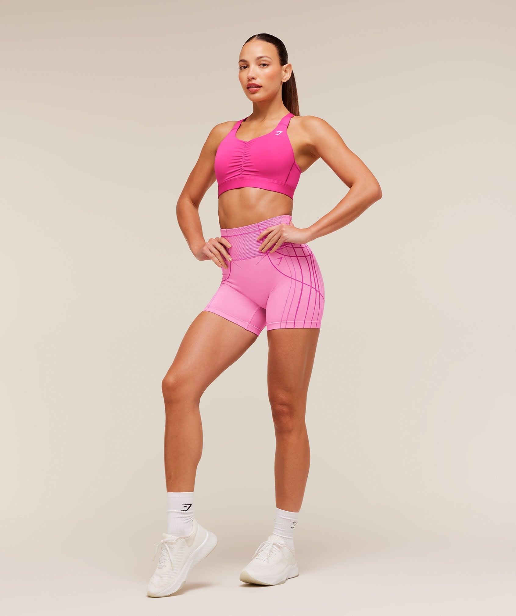 High Support Ruched Sports Bra - Super-Set Pink — imagem 8