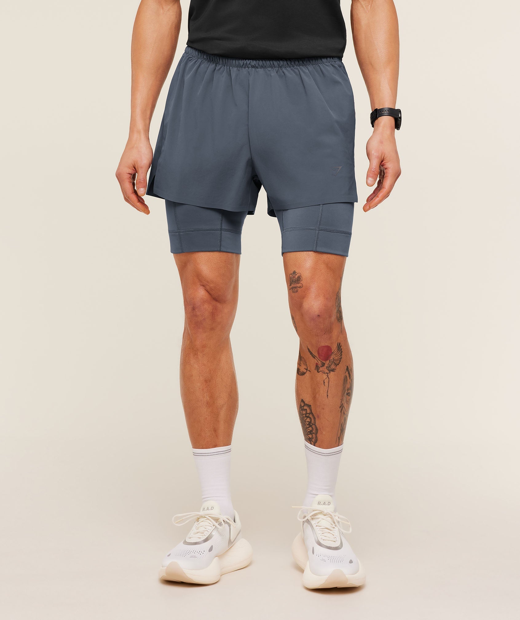 Running Elite 2 in 1 5" Shorts - Titanium Blue — imagem 1