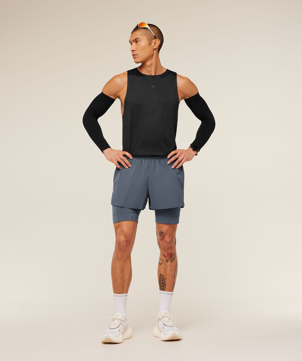 Running Elite 2 in 1 5" Shorts - Titanium Blue — imagem 4