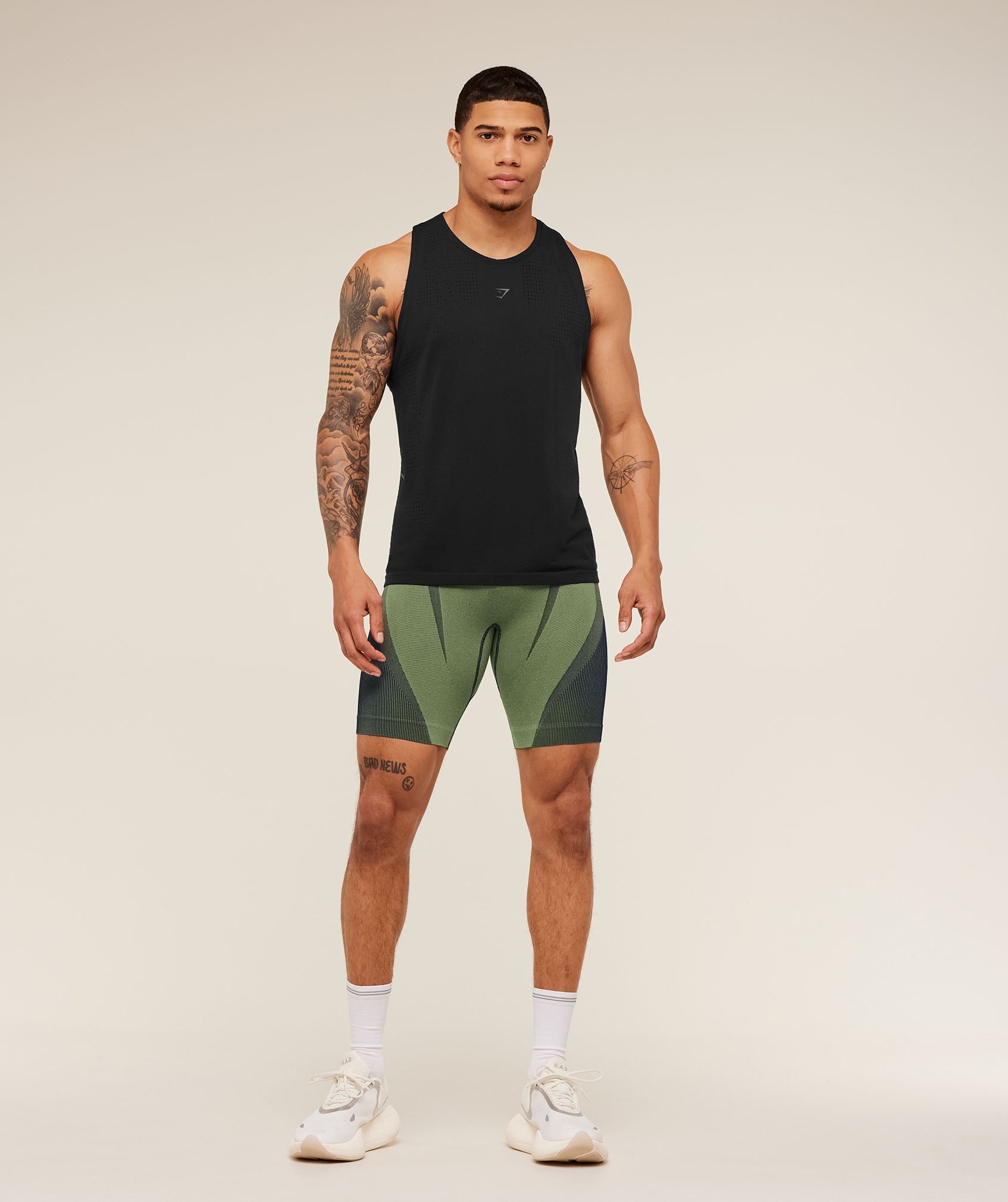 Seamless Running Half Tight - Stealth Blue /  Sorbet Yellow — imagem 4