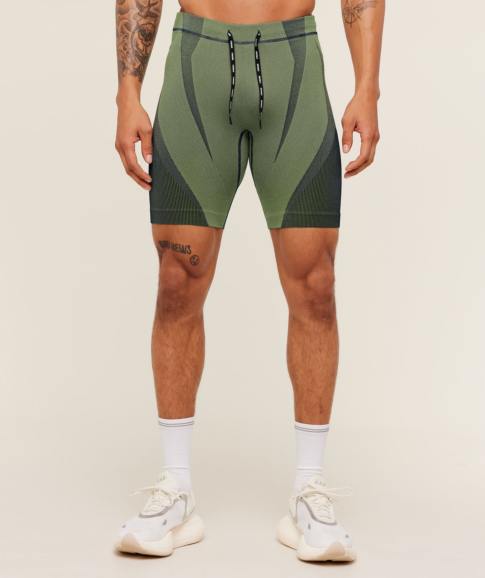 Seamless Running Half Tight - Stealth Blue /  Sorbet Yellow — imagem 1