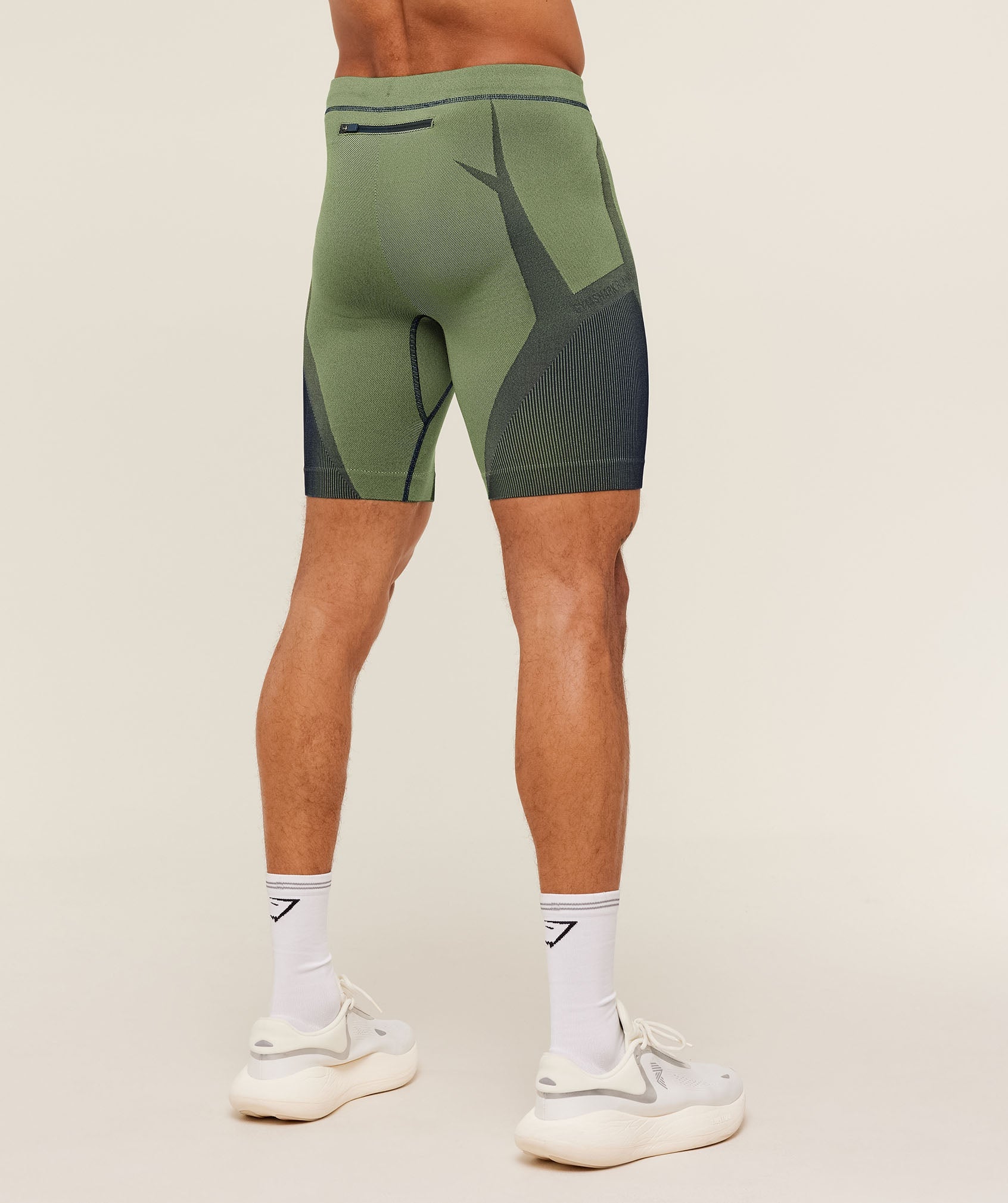 Seamless Running Half Tight - Stealth Blue /  Sorbet Yellow — imagem 2