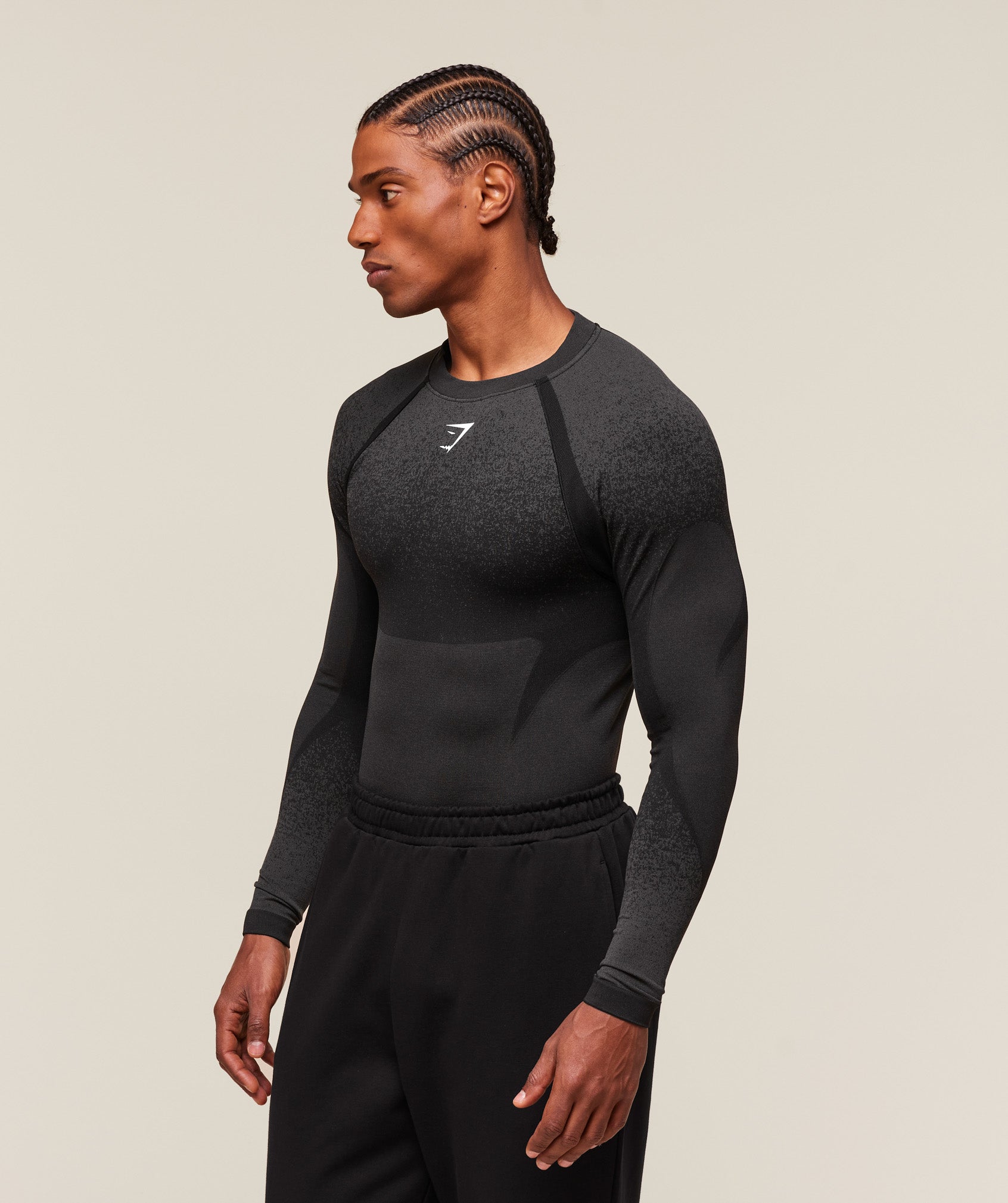 Shadow Seamless Long Sleeve T-Shirt - Black — imagem 3