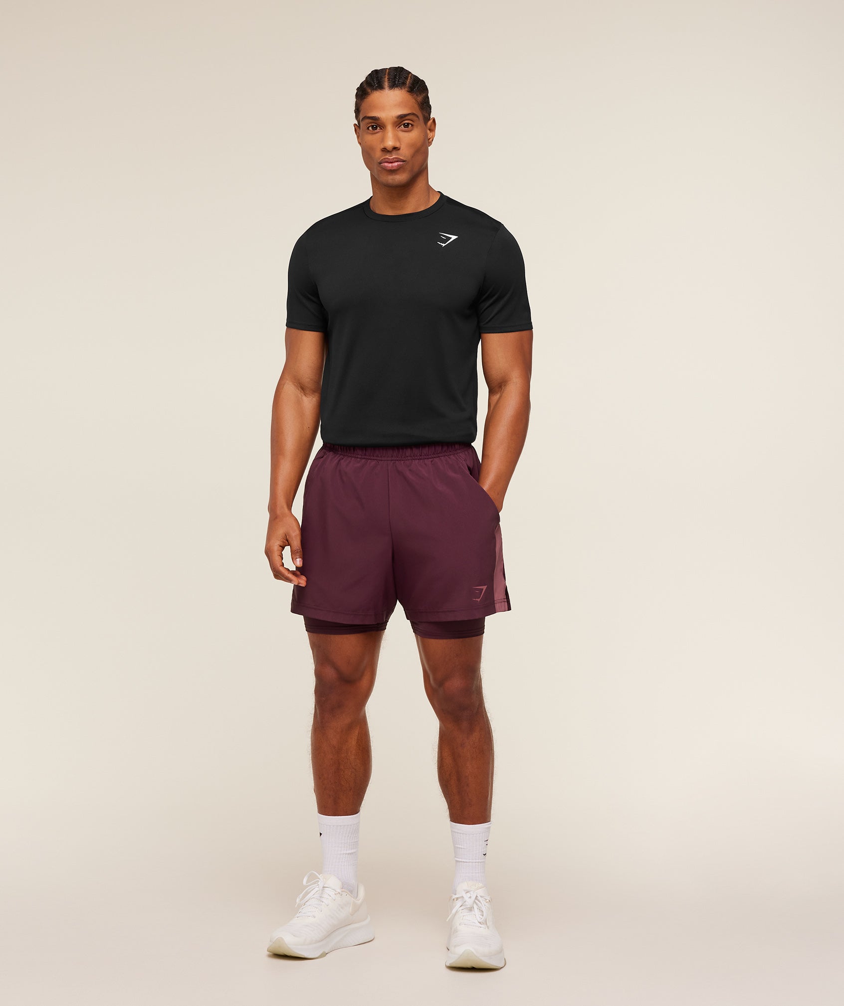 Sport 5" 2 in 1 Shorts - Impact Burgundy/Reset Pink — imagem 4
