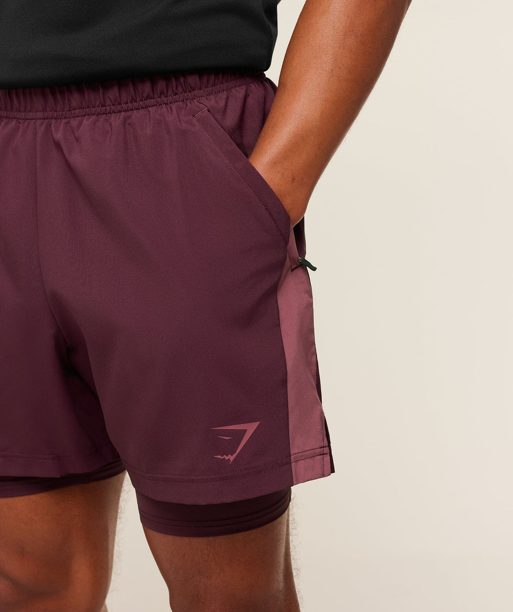 Sport 5" 2 in 1 Shorts - Impact Burgundy/Reset Pink — imagem 5