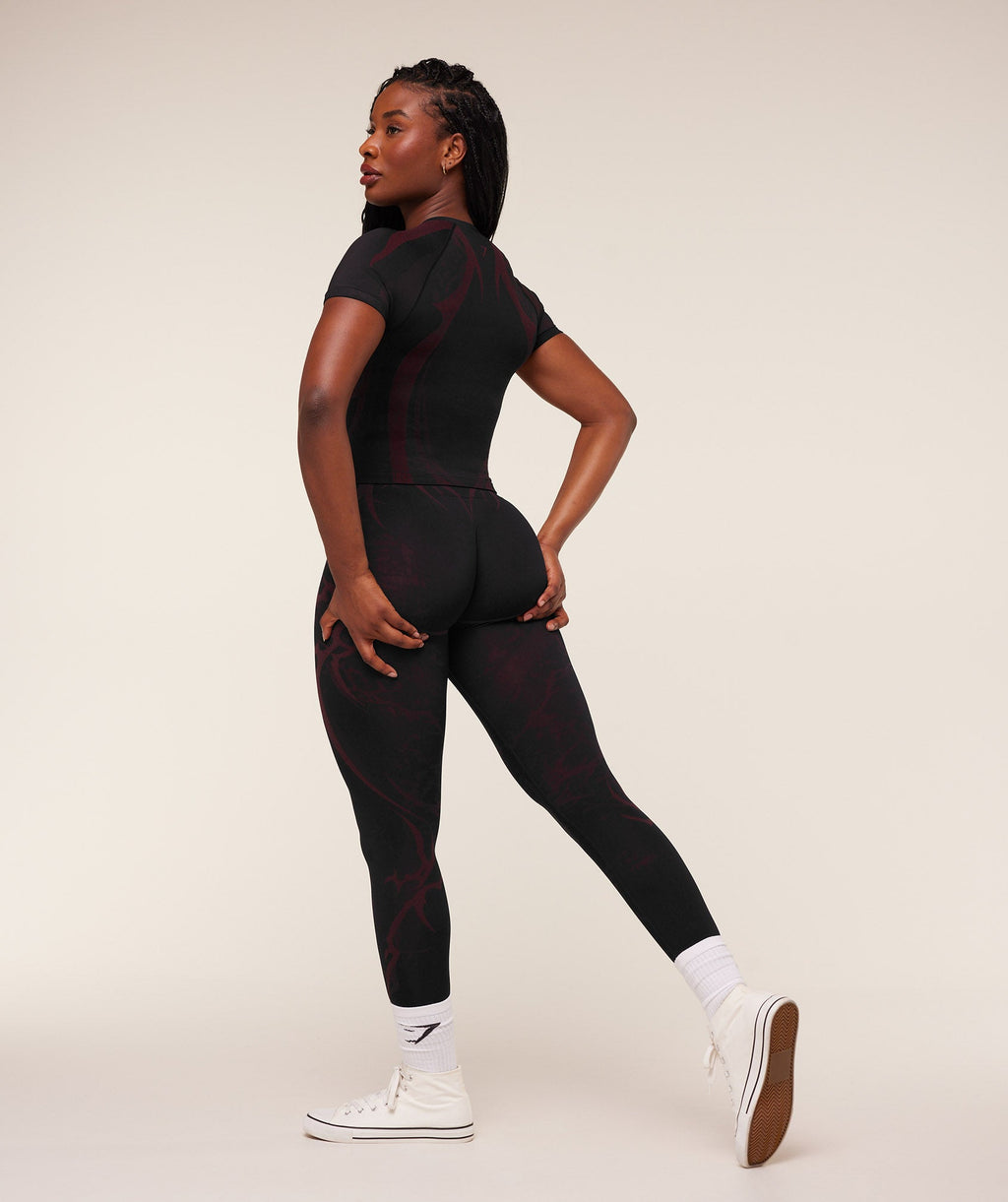 Storm Seamless Leggings - Black/Rich Maroon — imagem 4
