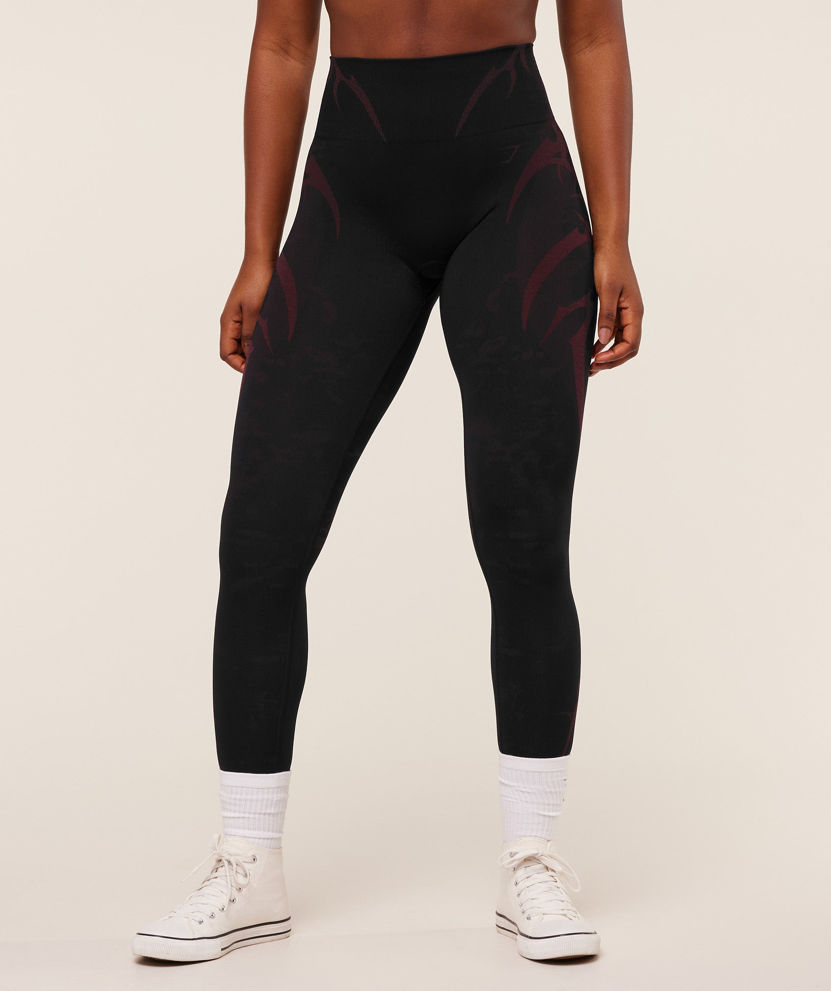 Storm Seamless Leggings - Black/Rich Maroon — imagem 1