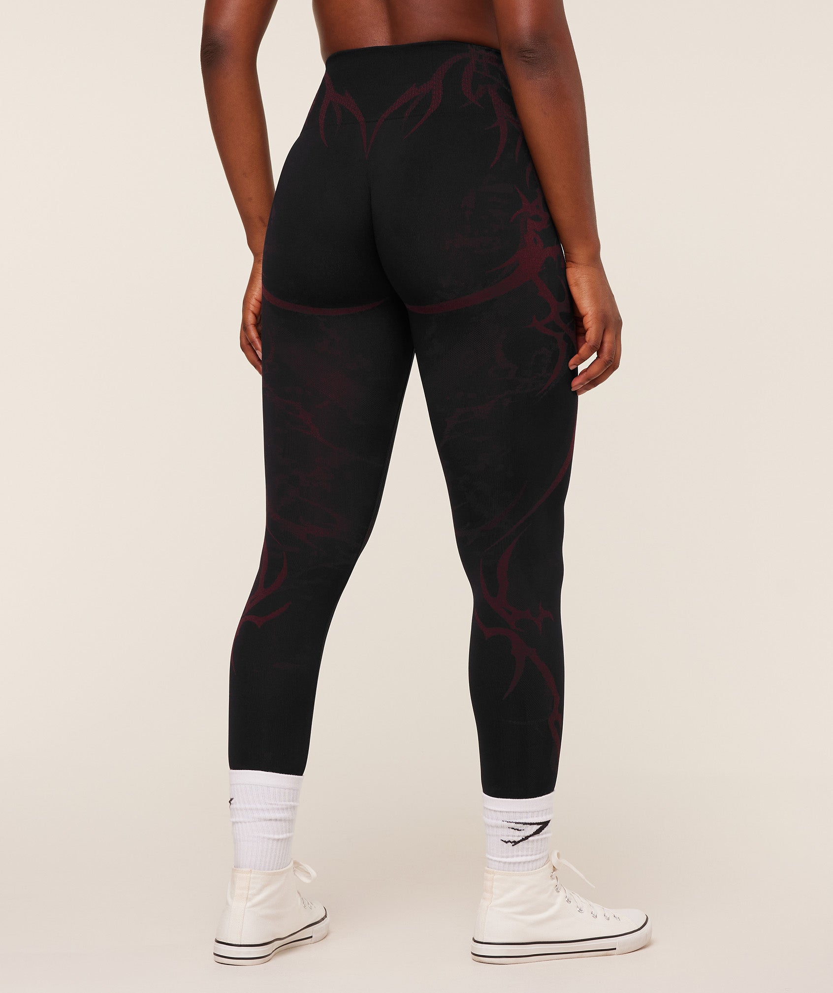 Storm Seamless Leggings - Black/Rich Maroon — imagem 2