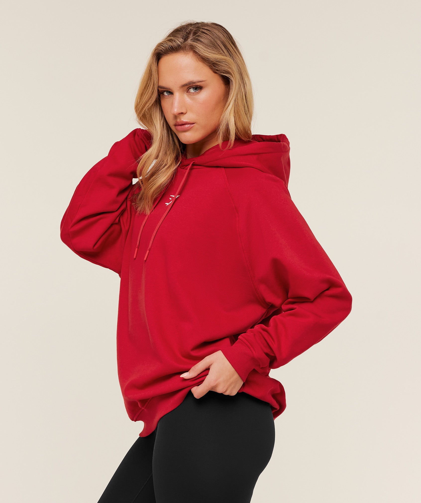 Training Oversized Fleece Hoodie - Carmine Red — imagem 3