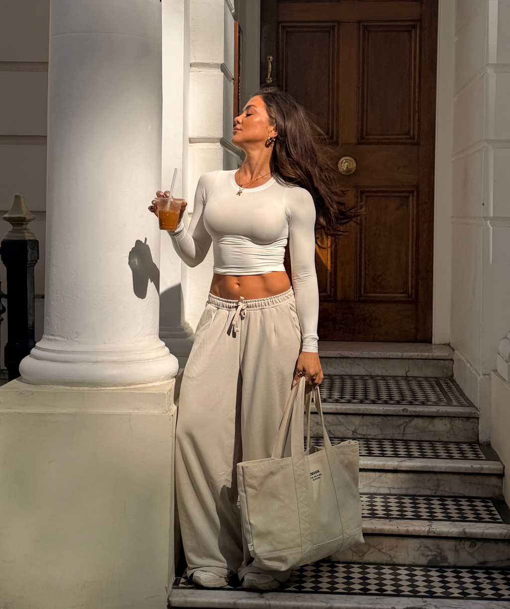 Lightweight Wide Leg Pants Regular - Pebble Grey — imagem 8