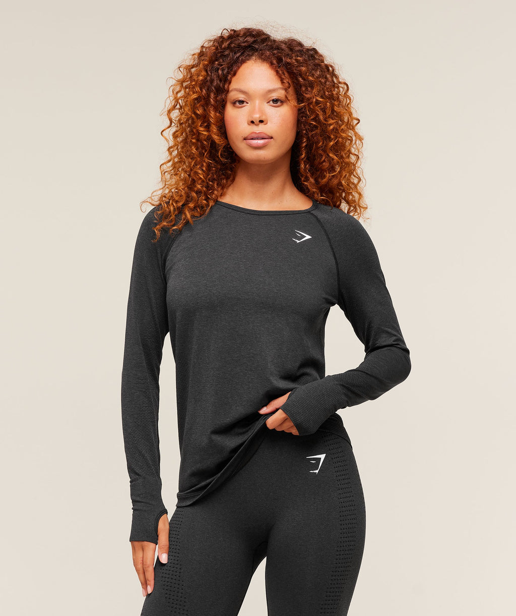 Vital Seamless Light Long Sleeve Top - Black Marl — imagem 1