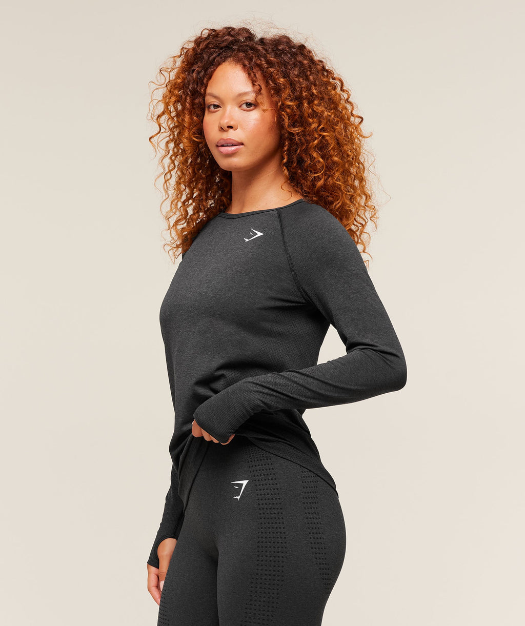 Vital Seamless Light Long Sleeve Top - Black Marl — imagem 3