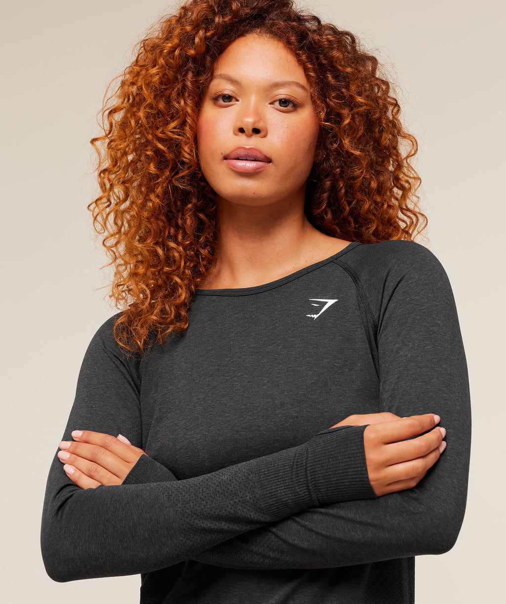 Vital Seamless Light Long Sleeve Top - Black Marl — imagem 5