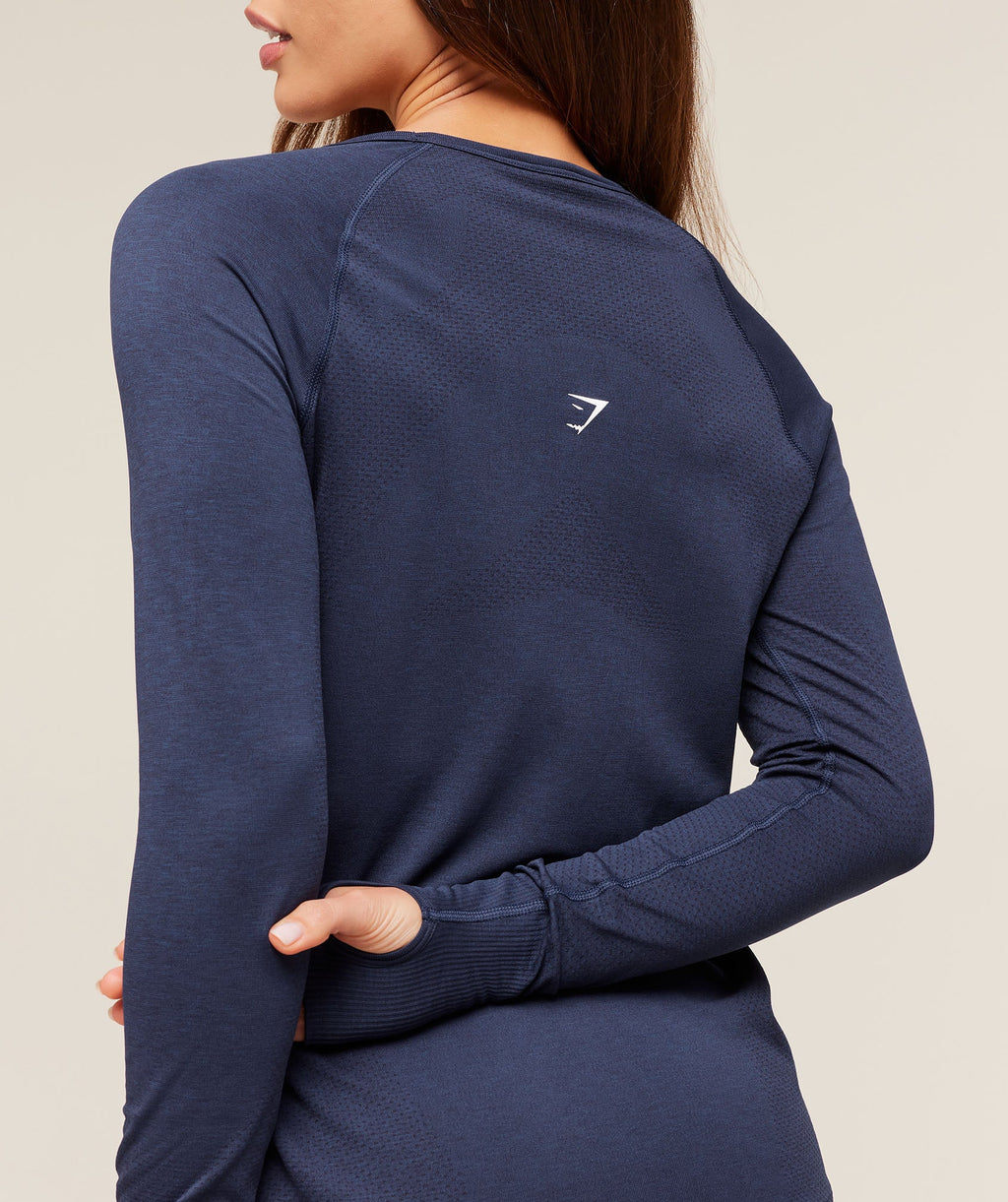 Vital Seamless Light Long Sleeve Top - Heavy Blue/ Marl — imagem 6
