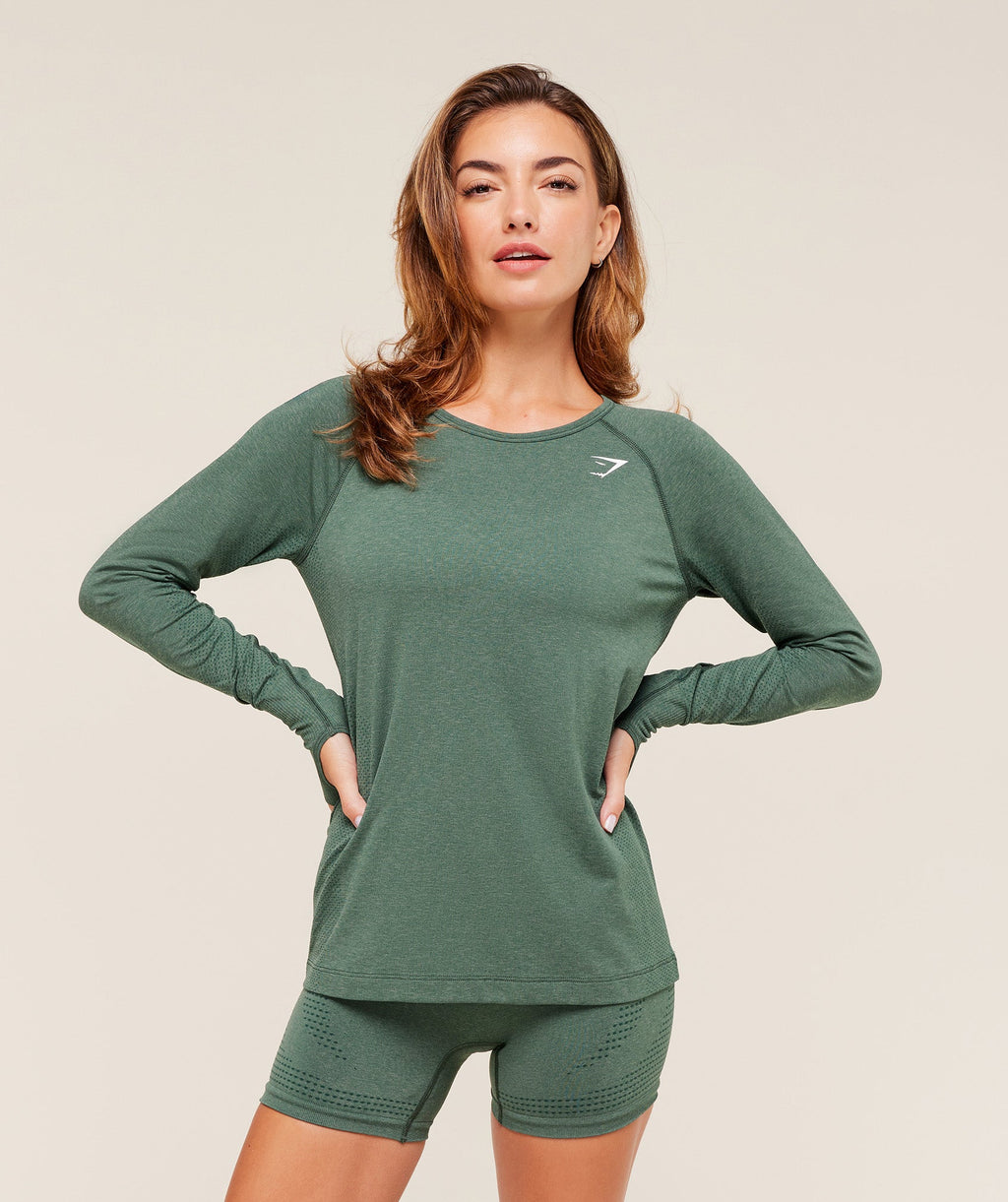 Vital Seamless Light Long Sleeve Top - Obsidian Green Marl — imagem 1