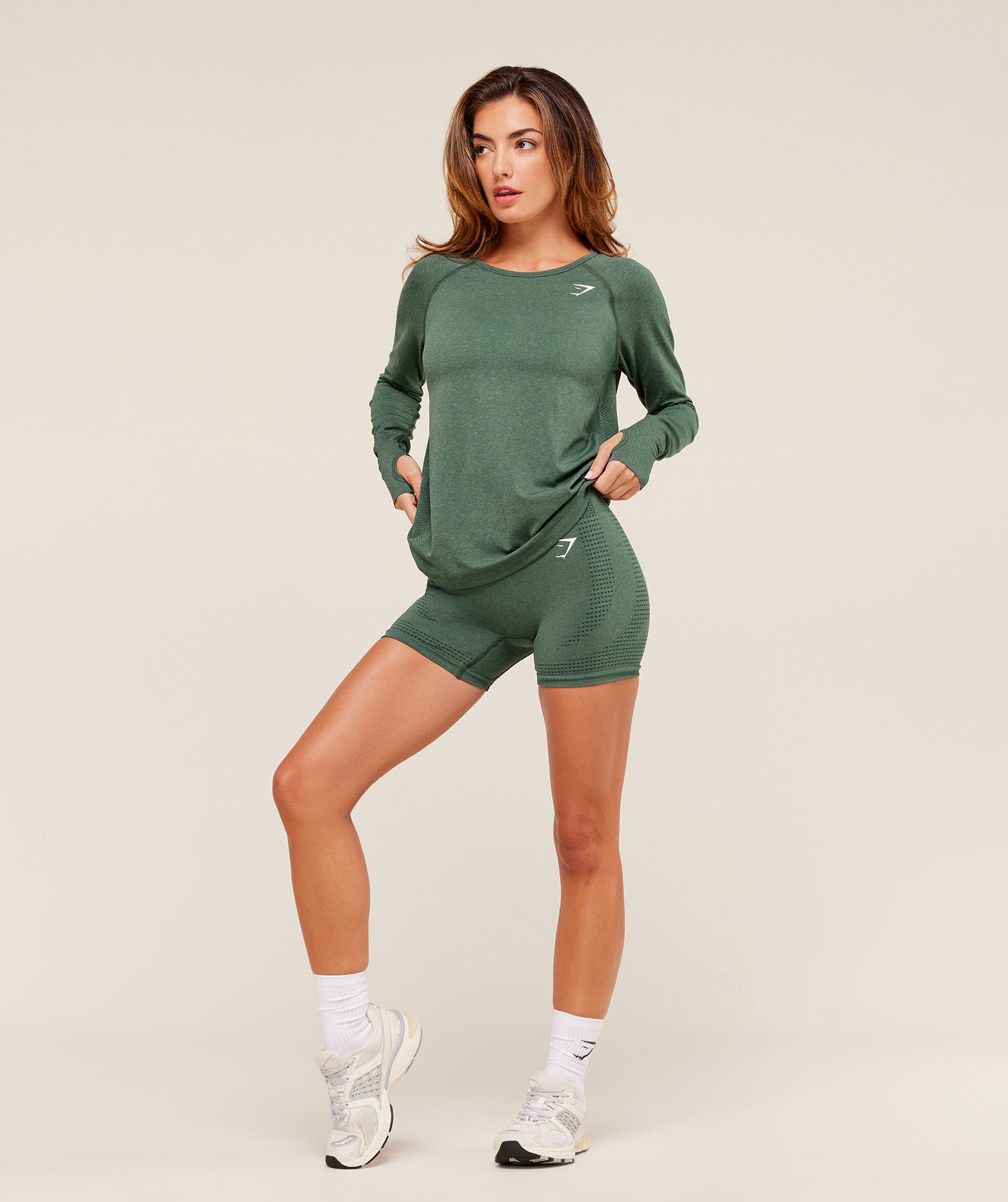 Vital Seamless Light Long Sleeve Top - Obsidian Green Marl — imagem 6