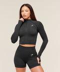 Vital Seamless Midi Zip 2.0 Pullover - Black Marl — imagem 1