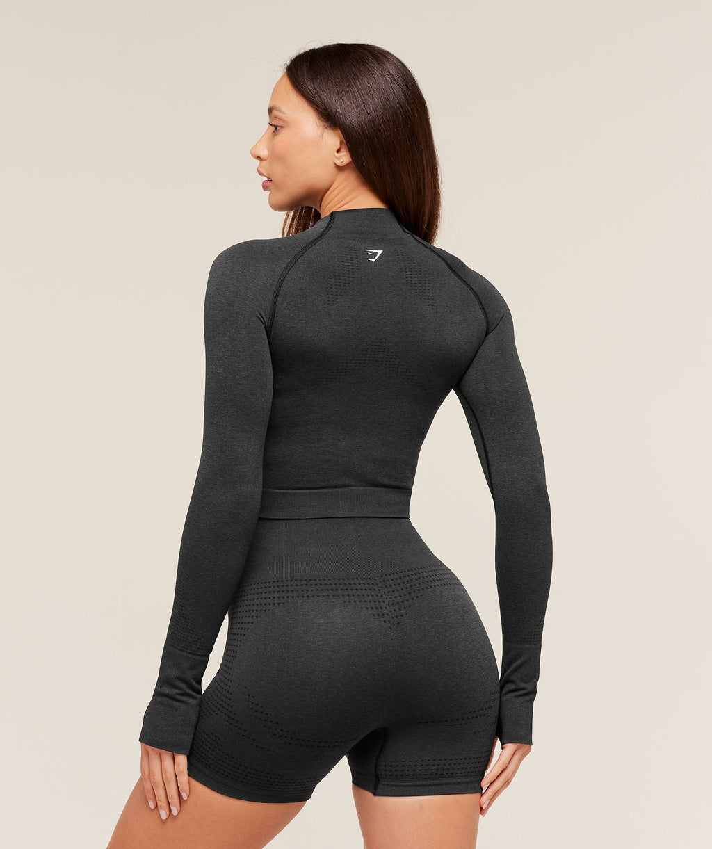 Vital Seamless Midi Zip 2.0 Pullover - Black Marl — imagem 2