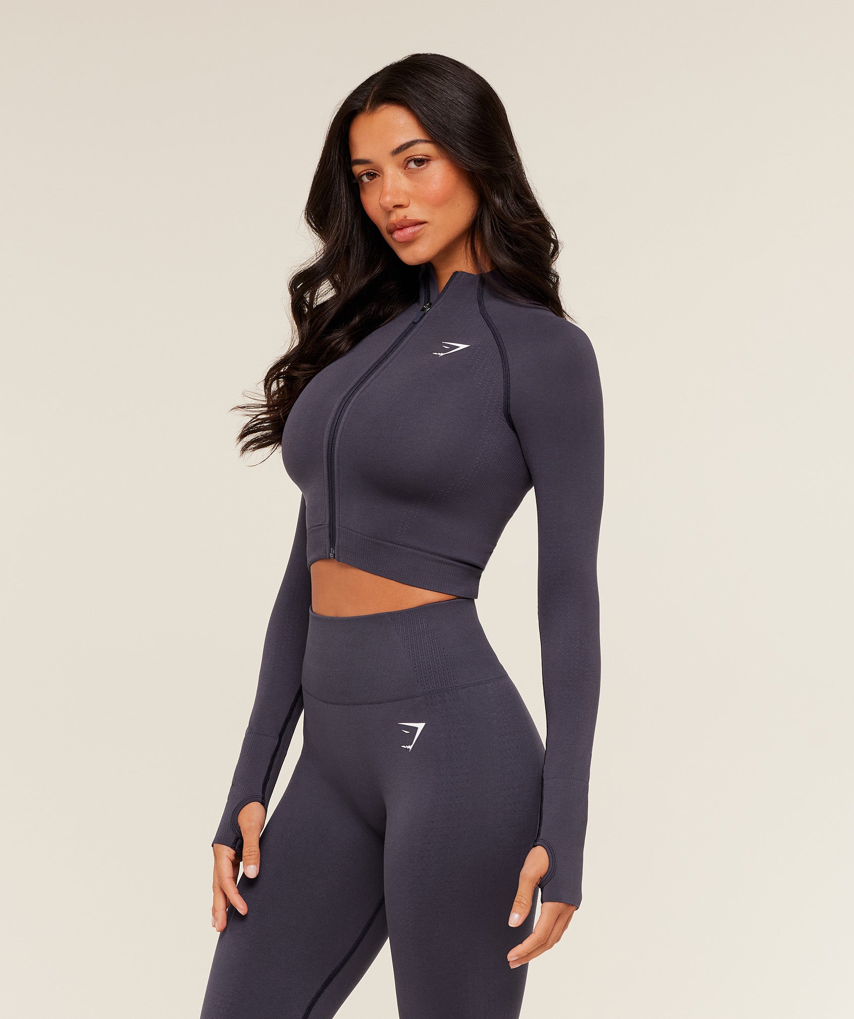 Vital Seamless Midi Zip 2.0 Pullover - Midnight Purple/Marl — imagem 3