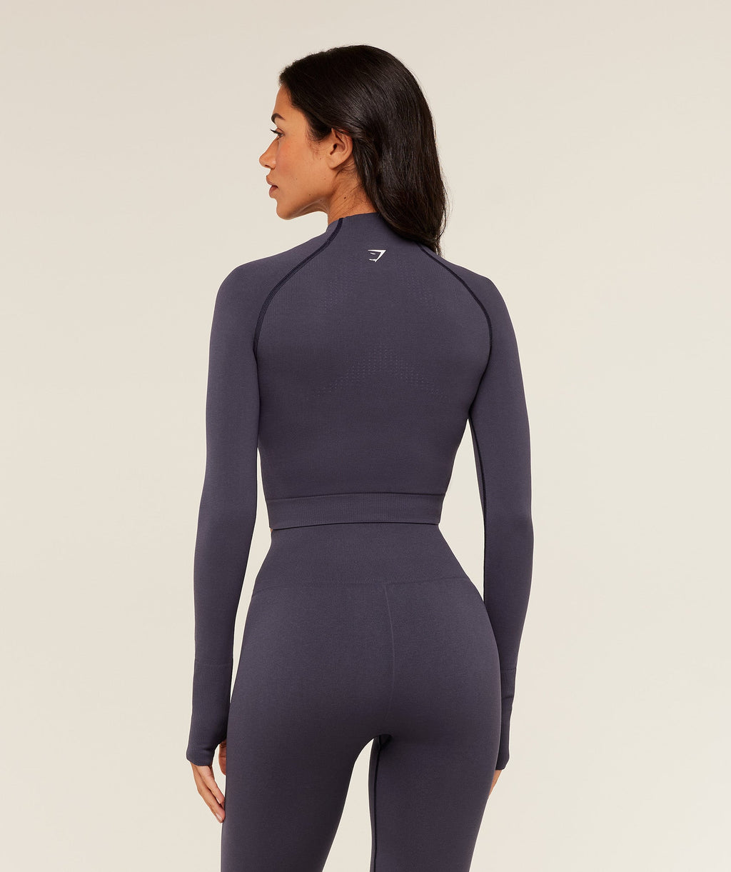 Vital Seamless Midi Zip 2.0 Pullover - Midnight Purple/Marl — imagem 2