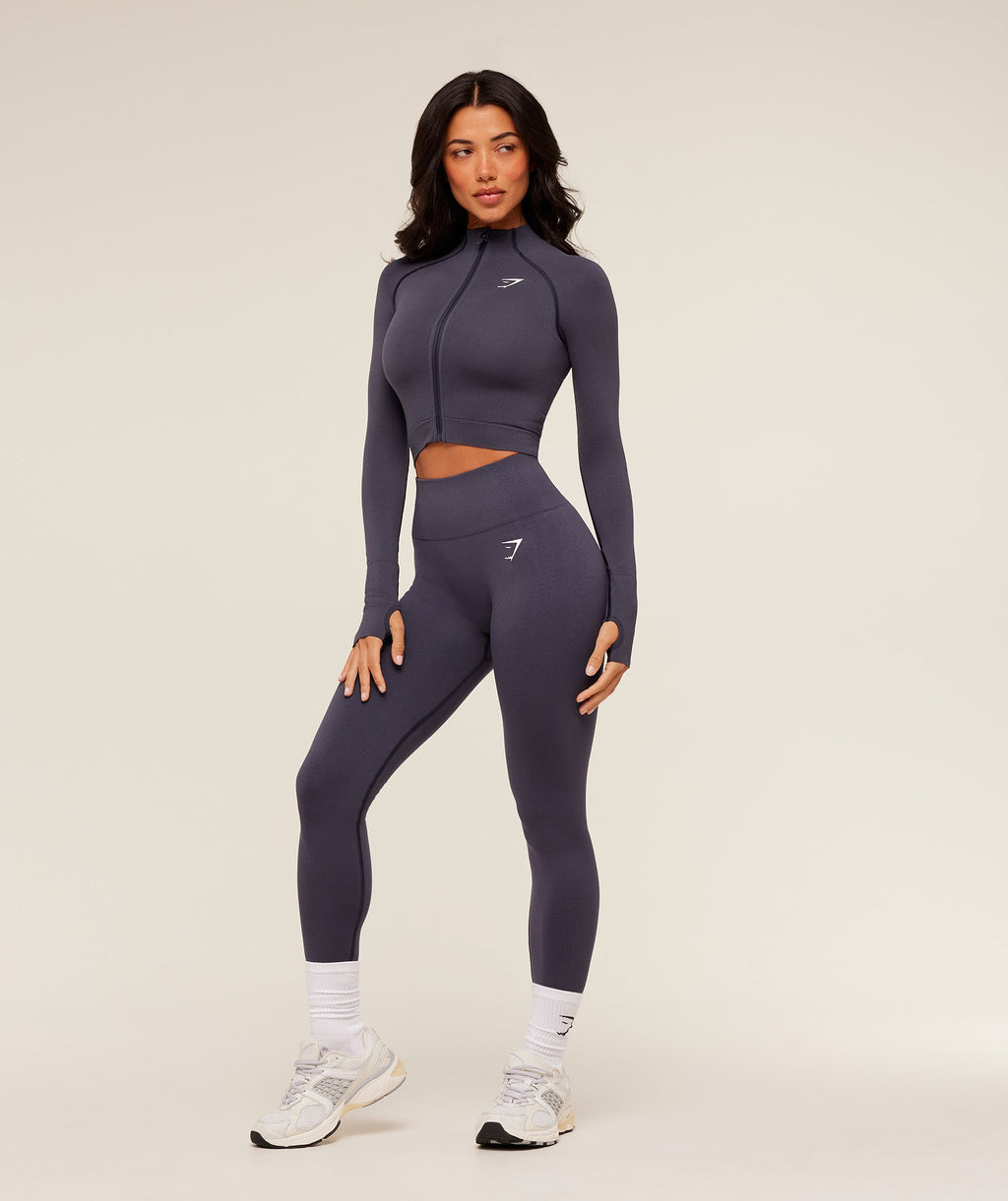 Vital Seamless Midi Zip 2.0 Pullover - Midnight Purple/Marl — imagem 4