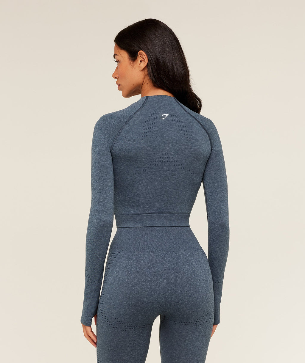Vital Seamless Midi Zip 2.0 Pullover - GS Stealth Blue/ Marl — imagem 2