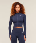 Vital Seamless Midi Zip 2.0 Pullover - Heavy Blue Marl — imagem 1