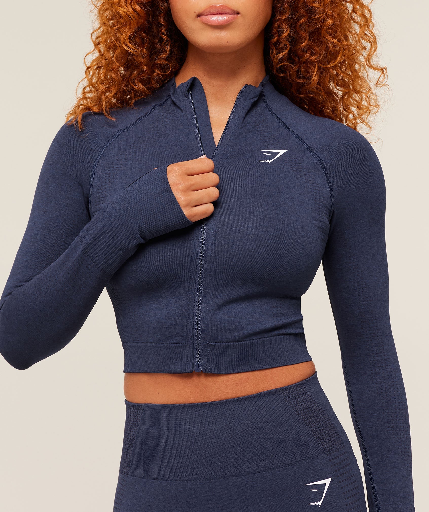 Vital Seamless Midi Zip 2.0 Pullover - Heavy Blue Marl — imagem 5