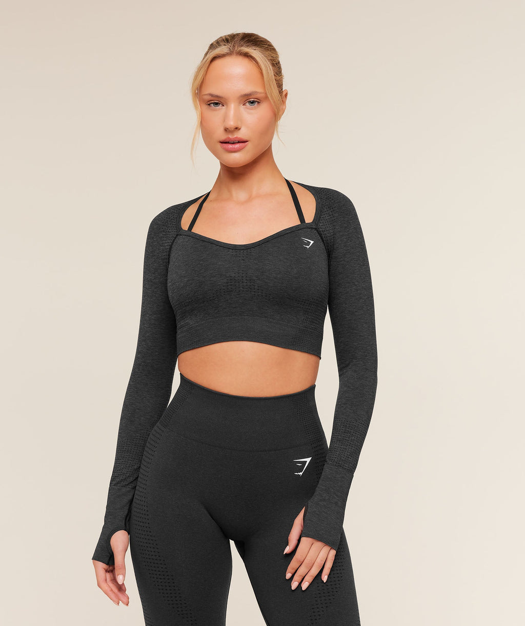 Vital Sweetheart Neck Crop Top - Black Marl — imagem 1