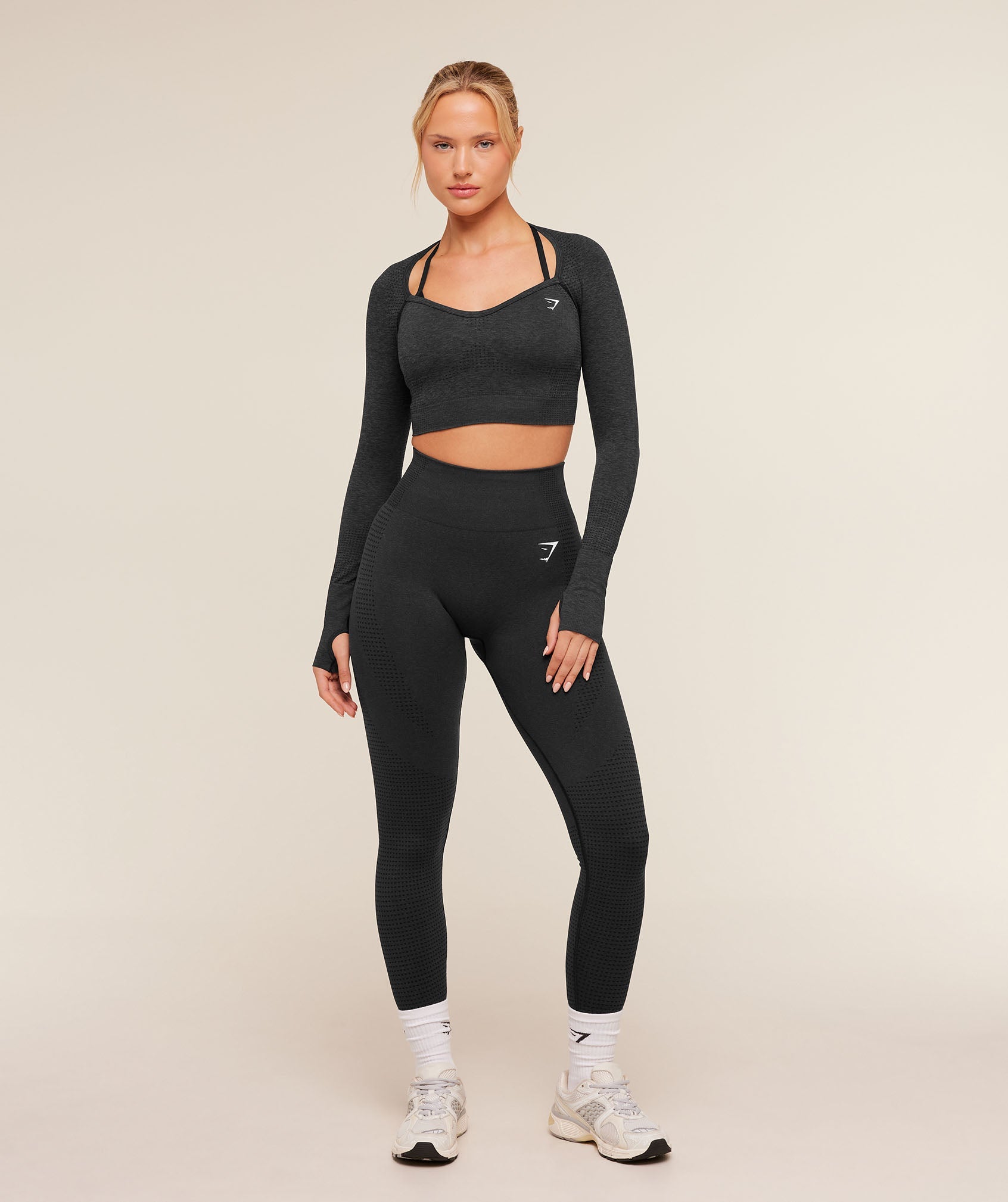 Vital Sweetheart Neck Crop Top - Black Marl — imagem 4